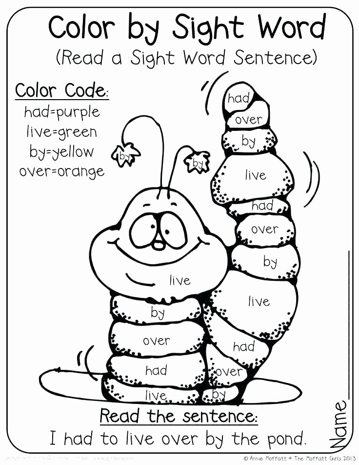 Kindergarten Sight Word Coloring Worksheets Sight Word Color Worksheets