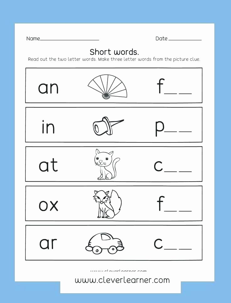 Kindergarten Three Letter Words Worksheets Three Letter Words Worksheets