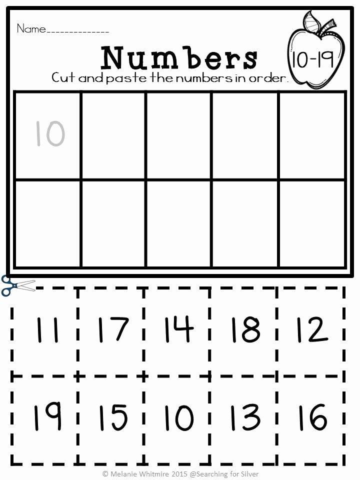 Kindergarten Worksheets Cut and Paste Cut and Paste Numbers 10 99