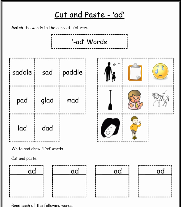 Kindergarten Worksheets Cut and Paste Cvc Worksheets Printable Work Sheets • Keepkidsreading