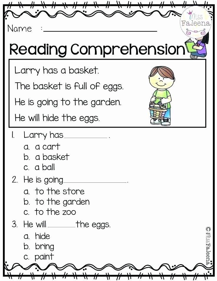 Kindergarten Worksheets Reading Comprehension Free Reading Prehension for Early Readers and Special