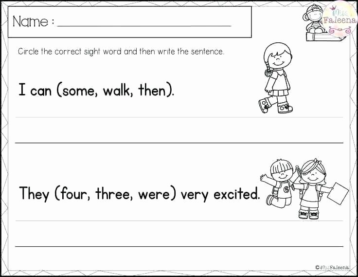 Kindergarten Writing Sentences Worksheets Sight Word Practice Worksheets Kindergarten Grade Sentences