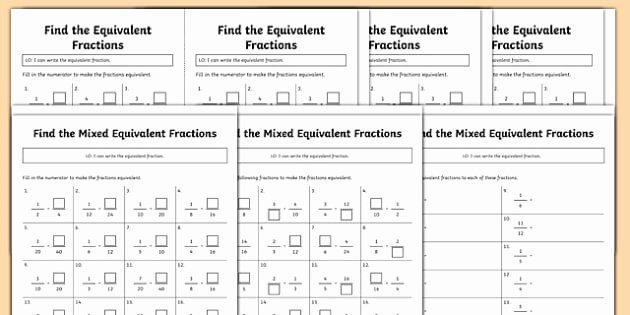 Kitchen Equivalents Worksheet Answers Find Equivalent Fractions Differentiated Worksheet Primary
