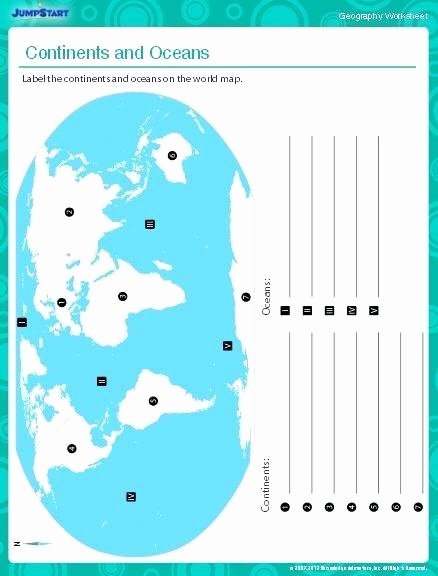Label Continents and Oceans Printable Adding Worksheets for Kindergarten Best It S A Match