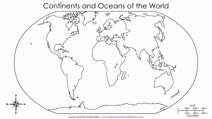 Label the Continents Worksheets Blank Map Continents and Oceans