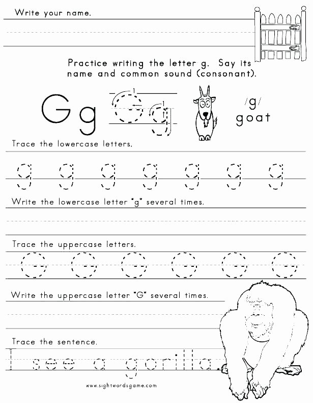 Letter G Worksheets for Kindergarten Free Alphabet Worksheets