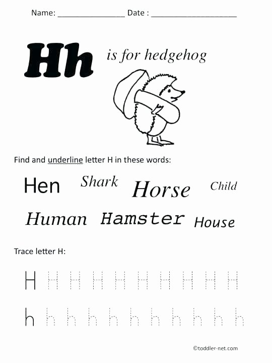 Letter H Tracing Pages Letter H Worksheets for Preschool