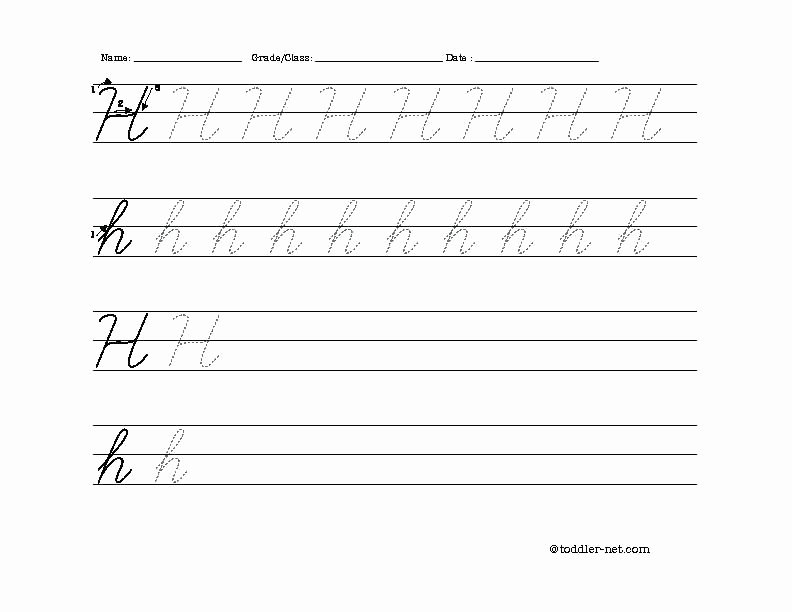 Letter H Worksheets for Preschoolers Cursive Letter H Free Printable Cursive Letter H Worksheet