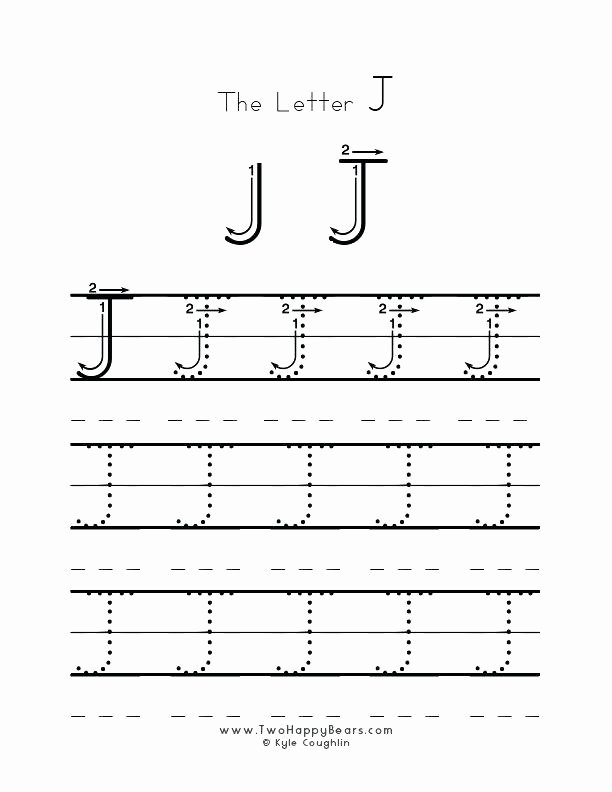 Letter J Tracing Worksheets Preschool Letter J Worksheets Preschool Tracing N for toddlers Vector