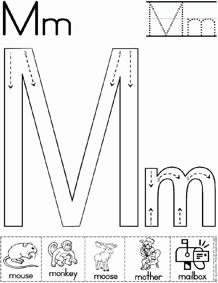 Letter M Worksheets for toddlers Letter M Tracing and Writing Printable Worksheet Color Magic