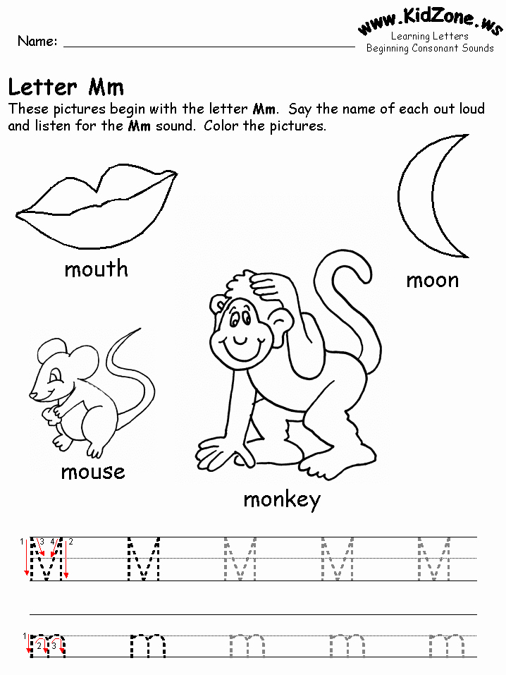 Letter M Worksheets Kindergarten Preschool Worksheets with Letter M
