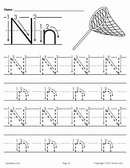 Letter N Worksheets for Kindergarten Free Printable Letter N Tracing Worksheet with Number and