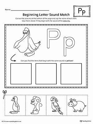 Letter P Worksheets for toddlers Letter P Beginning sound Picture Match Worksheet