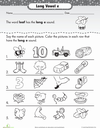 Letter sound Recognition Worksheets Learning Long Vowels Long E Teaching Ideas