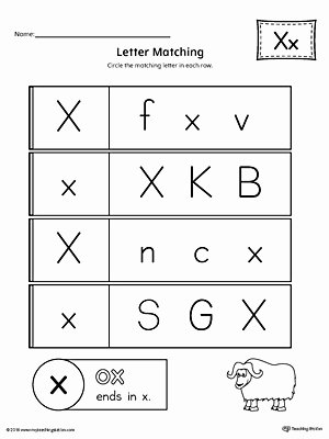 Letter X Worksheets Kindergarten Letter X Uppercase and Lowercase Matching Worksheet