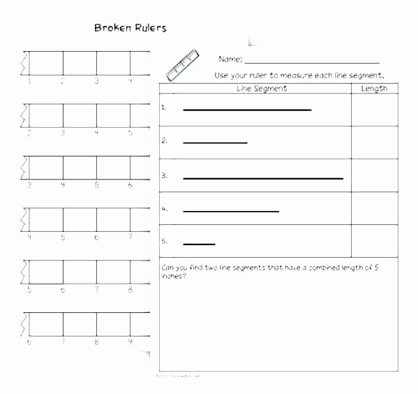 Line Segment Worksheets Measuring Worksheets Measurement Inches Grade 4 Ruler with A