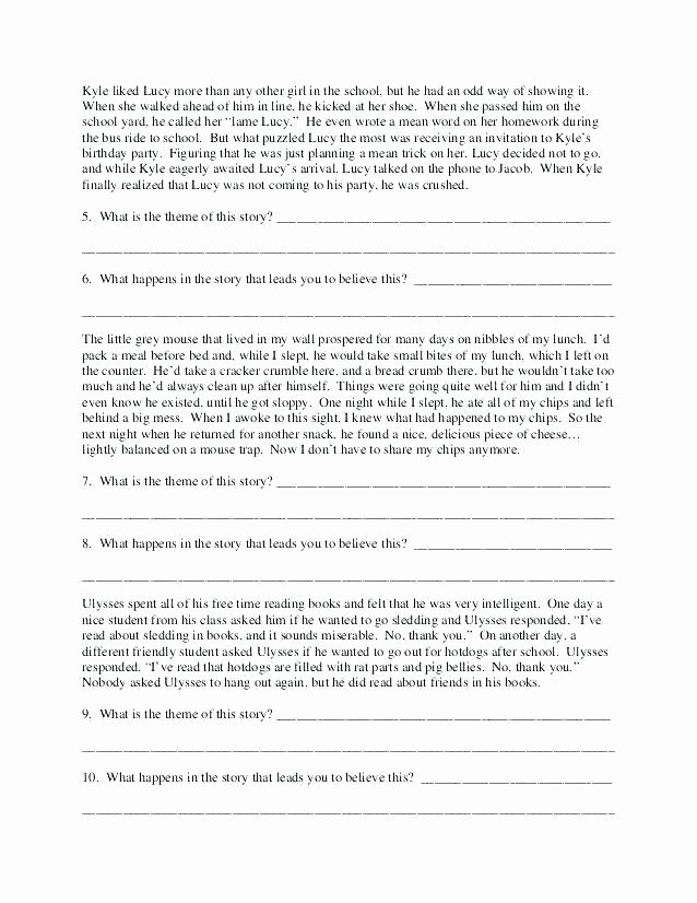 Literary Devices Worksheets Finding theme Worksheets