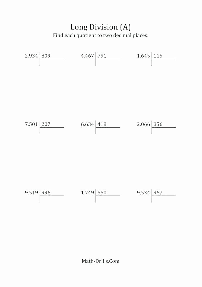 Long Division Decimals Worksheet Math Worksheets for Grade 4 Fractions and Decimals