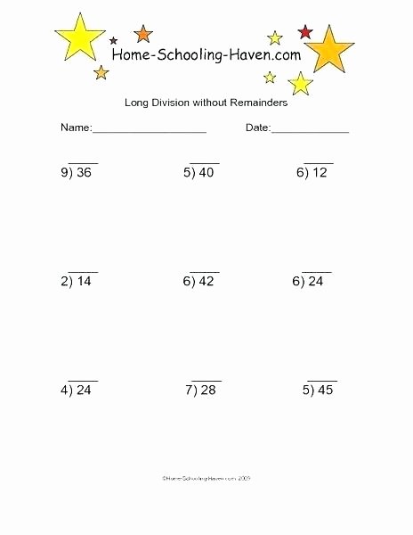 Long Division without Remainders Worksheet Long Division Worksheets 3rd Grade with Remainder