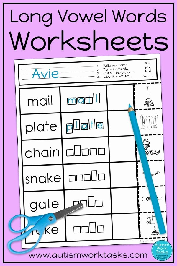 Long Vowel Review Worksheets Long Vowel Worksheets No Prep Write Cut and Paste