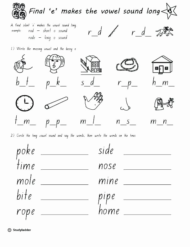 Long Vowel Silent E Words Luxury Long O Worksheets Awesome Silent E Grade Vowel and