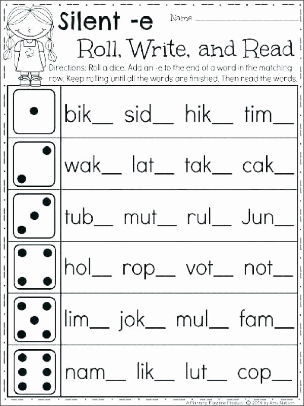 Long Vowel Silent E Worksheets Fresh Magic E Worksheets for First Grade