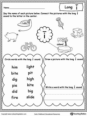 Long Vowels Worksheets First Grade Long I sound Worksheet Classroom