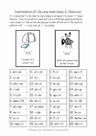 Long Vowels Worksheets First Grade Vowel Digraph Worksheets Words with Short sound for First