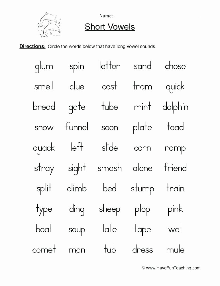 Long Vowels Worksheets Pdf Worksheets Printable Work Sheets O Cvc Words for Grade 1 Pdf
