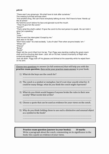 Lord Of the Flies Worksheets Lord Of the Flies Allegory Lesson 2 Worksheets