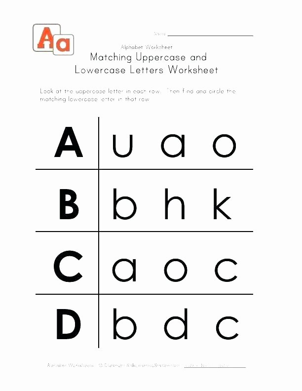 Lower Case Alphabet Worksheet Matching Lowercase and Uppercase Letters Worksheets