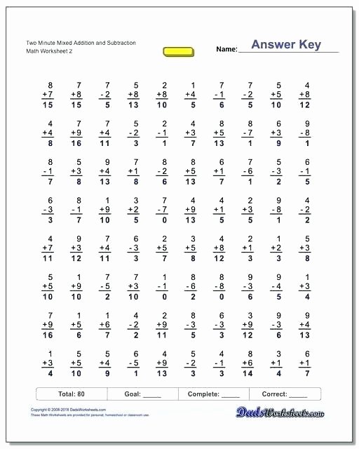 Mad Minute Subtraction Worksheets Grade Addition and Subtraction Worksheets Simple Free First