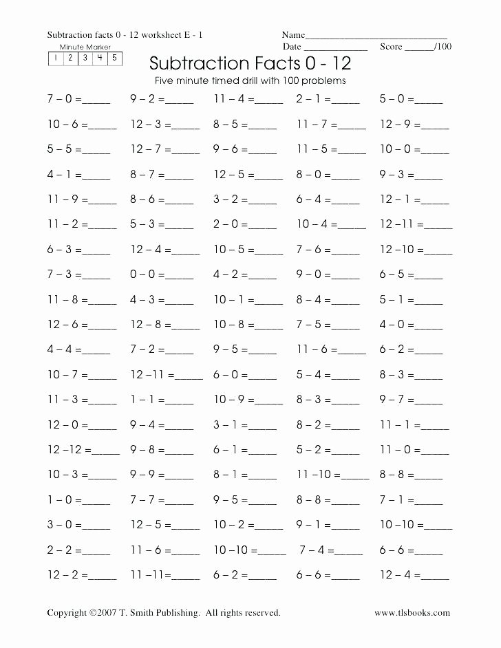 Mad Minute Subtraction Worksheets Mad Minute Division Worksheets Free