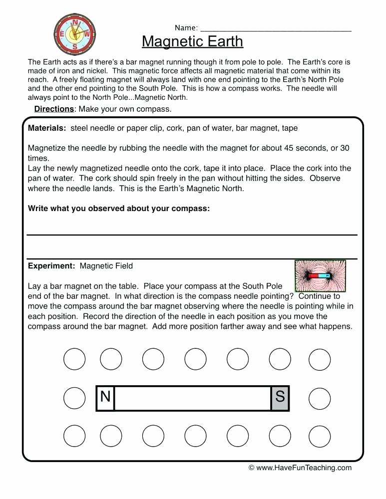 Magnetism Worksheet for High School Best Of 5th Grade Magnetism Worksheets
