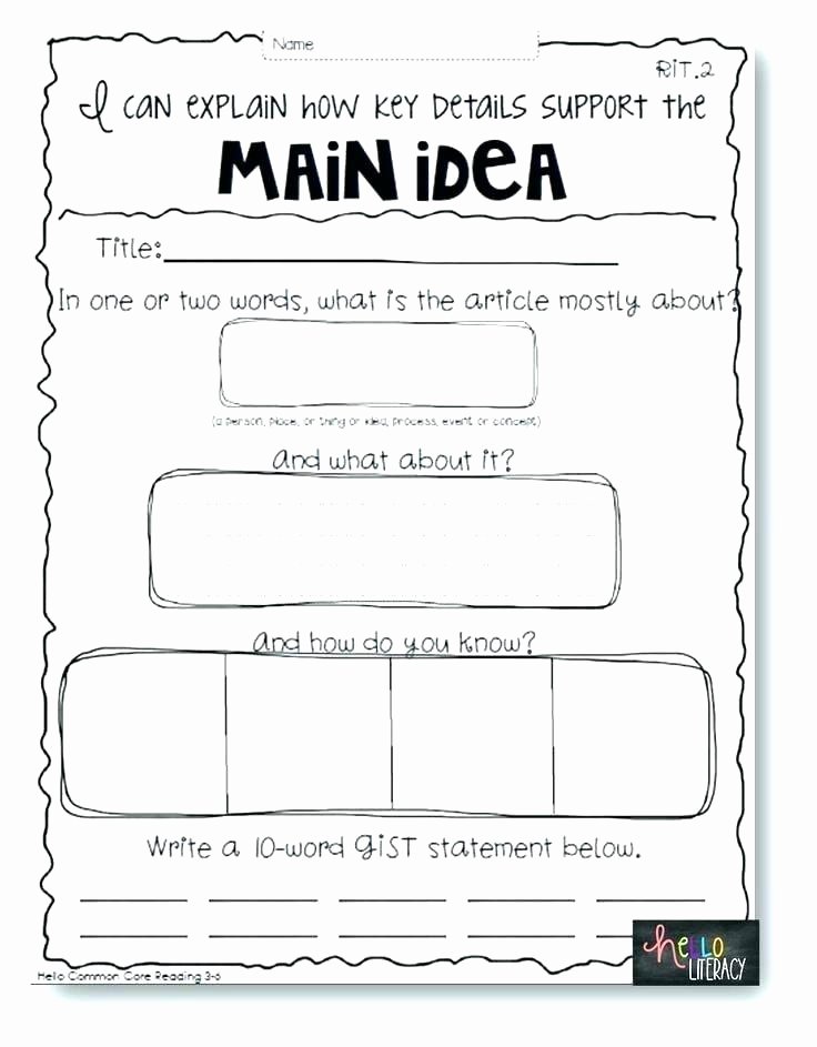 Main Idea and Details Worksheet Free Main Idea Worksheets for Kindergarten