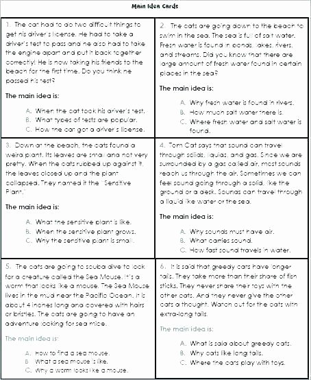 Main Idea and Summary Worksheets Main Idea Worksheets with Answer Key