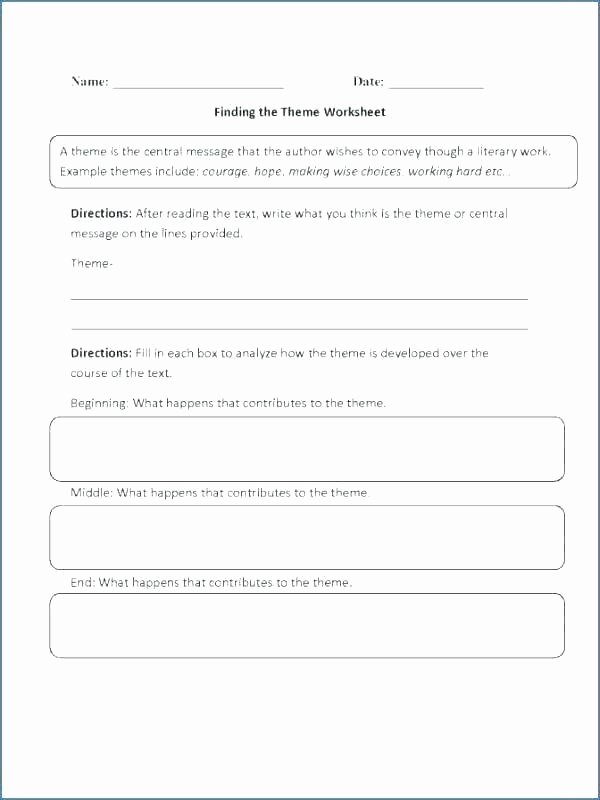 Main Idea and theme Worksheets Finding theme Worksheets