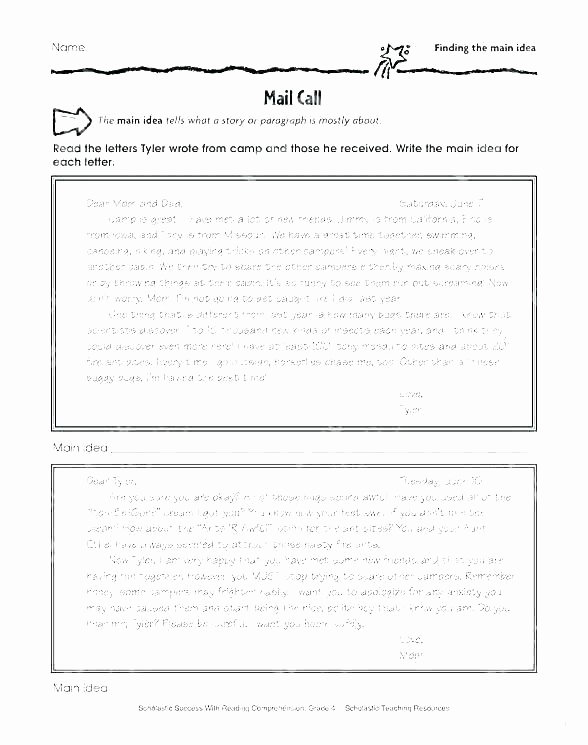 Main Idea and theme Worksheets Main Idea Of A Story Worksheets