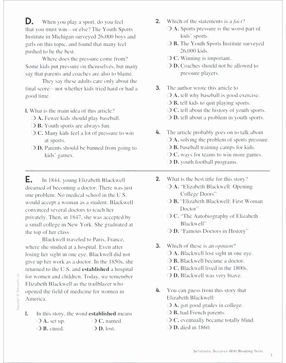 Main Idea Worksheets High School Main Idea Worksheets Grade 4 – Slaterengineering