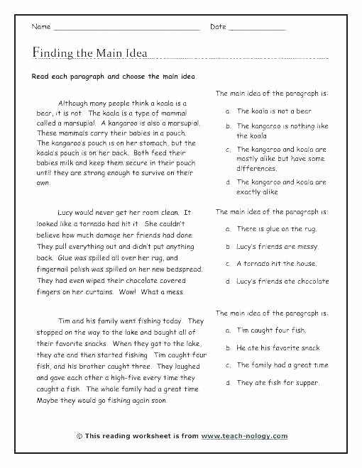 Main Idea Worksheets Middle School High Worksheets Supporting Details Grade Main Idea Worksheet