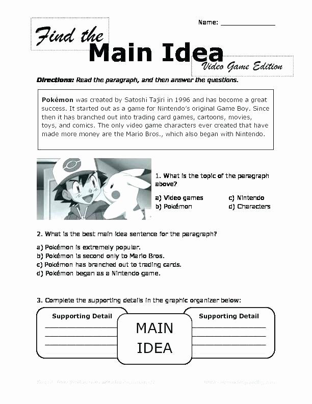 Main Idea Worksheets Middle School Main Idea Worksheets 4th Grade Pdf High School Main Idea