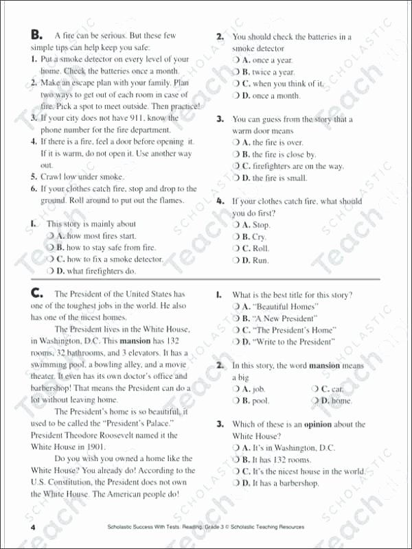 Main Idea Worksheets Middle School Reading Sample Reading Passage and Questions Spring