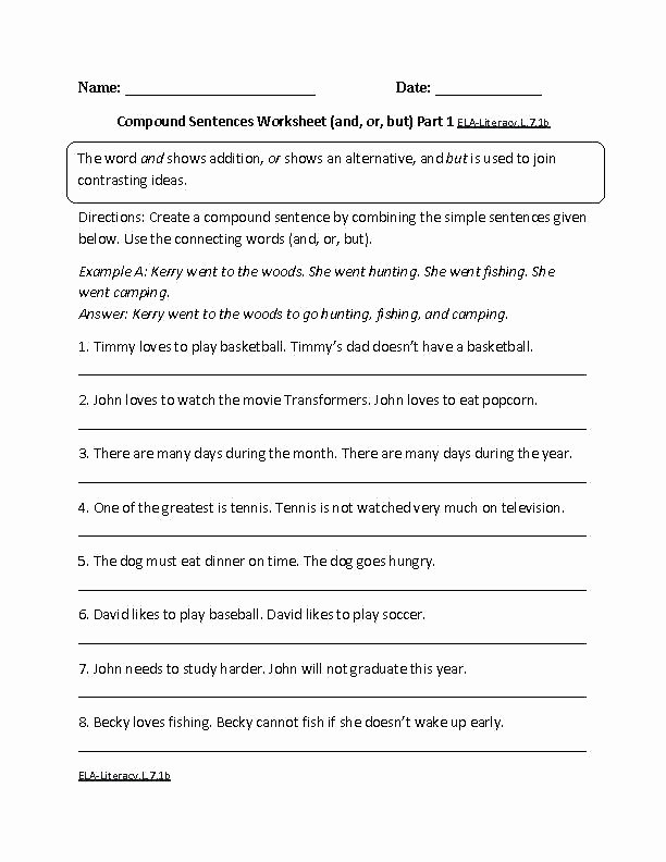 Making Compound Sentences Worksheets Simple Sentences to Pound Sentences Worksheets
