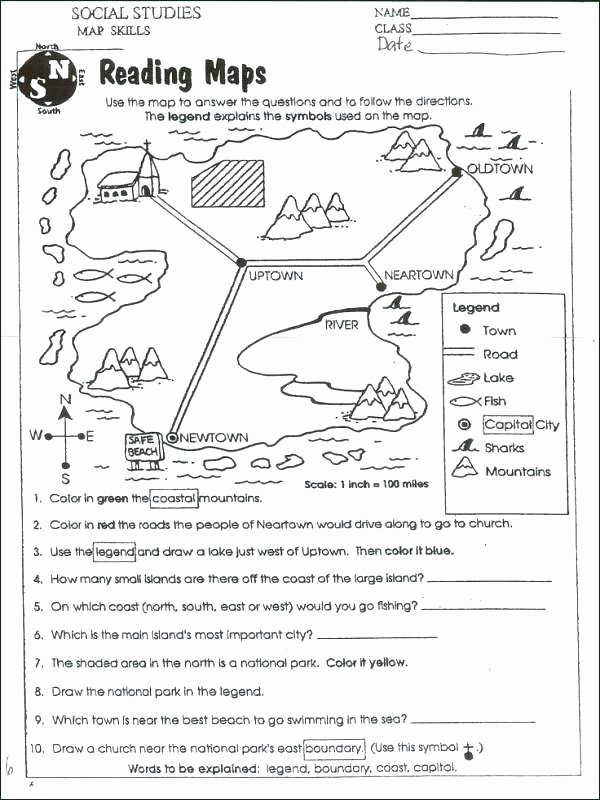 Map Scale Worksheet 3rd Grade Map Skills Worksheets