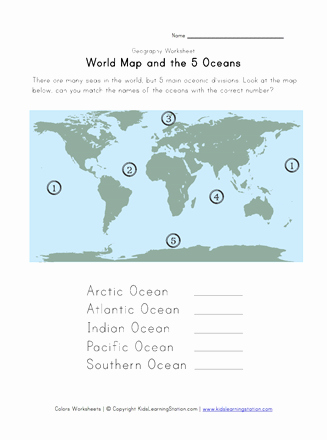 Map Worksheets 2nd Grade 5 Oceans Geography Worksheet