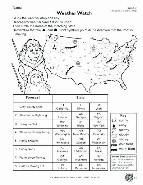 Map Worksheets for 2nd Grade Weather Map Worksheets Grade Reading Worksheet Printable for