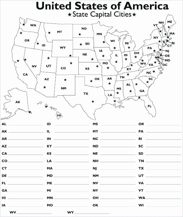 Matching States and Capitals Worksheet Free Printable Abbreviation Worksheets