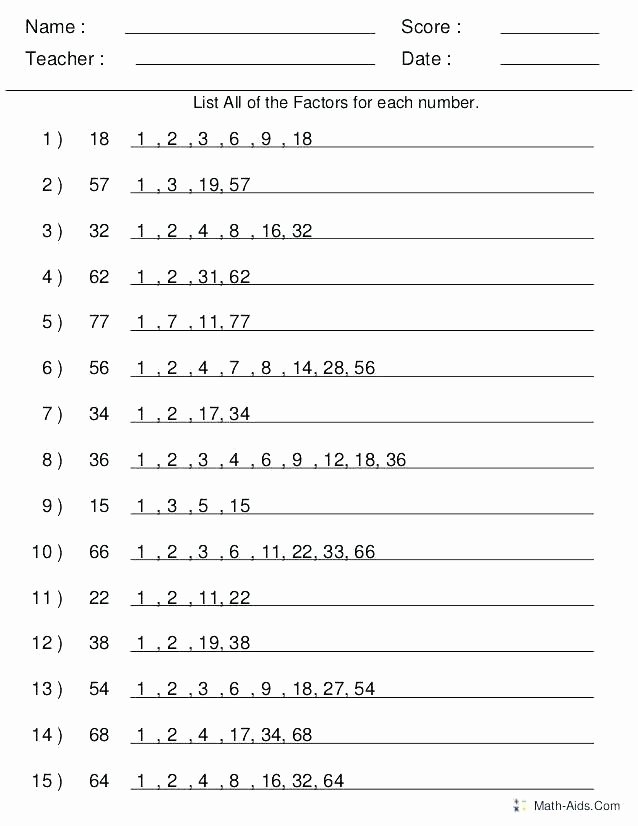 Math Aids Factors Worksheets Greatest Mon Factor Worksheets – Leonestarexpress