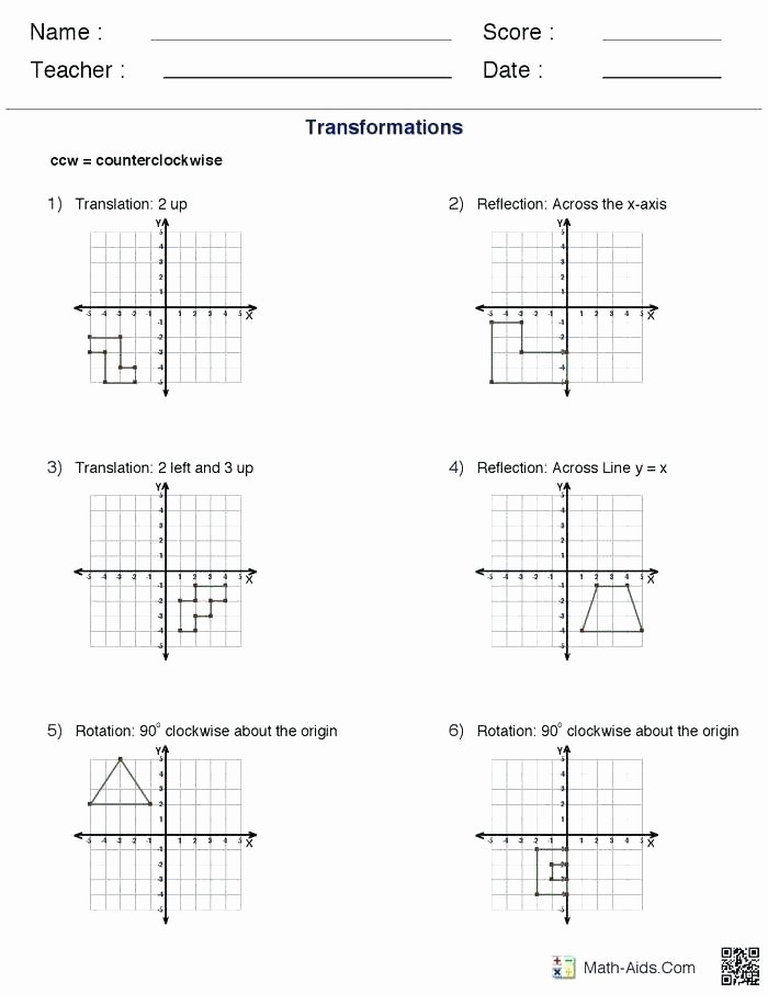 Math Aids Reflections Geometric Transformation Worksheet – Peacer