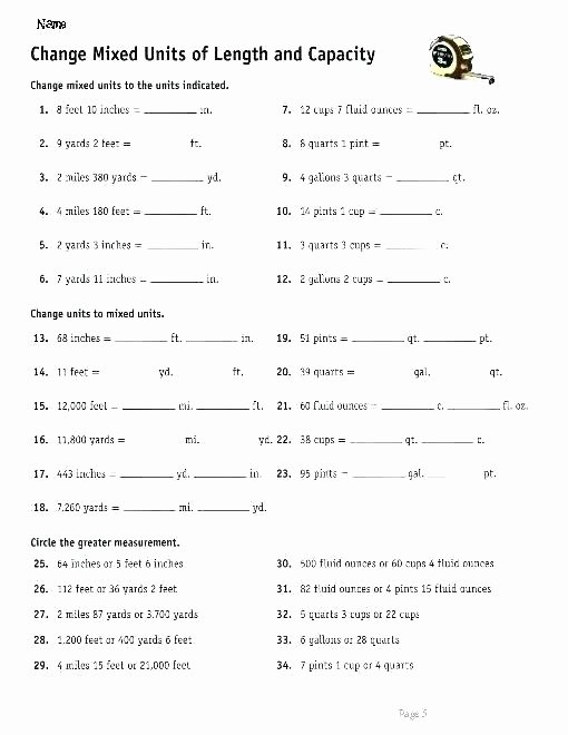 Math Conversion Worksheets 5th Grade 5th Grade Measurement Worksheets